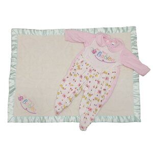 Vintage My Way Babies Geppeddo Blanket & PJ Sleeper Doll Acc. Satin Trim Chicks